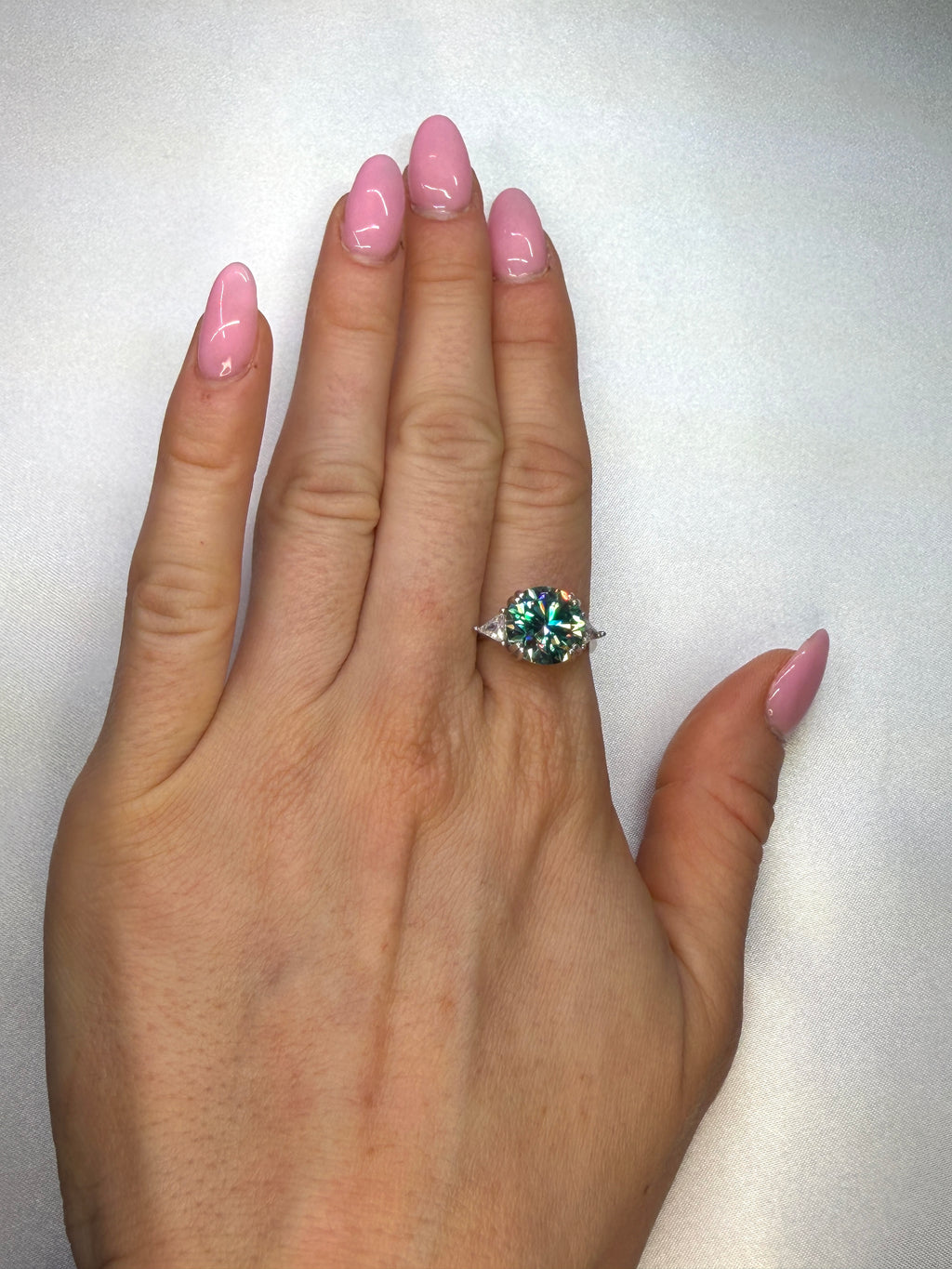 VVS1 5 Carat Green Moissanite Cocktail Ring Platinum Plated