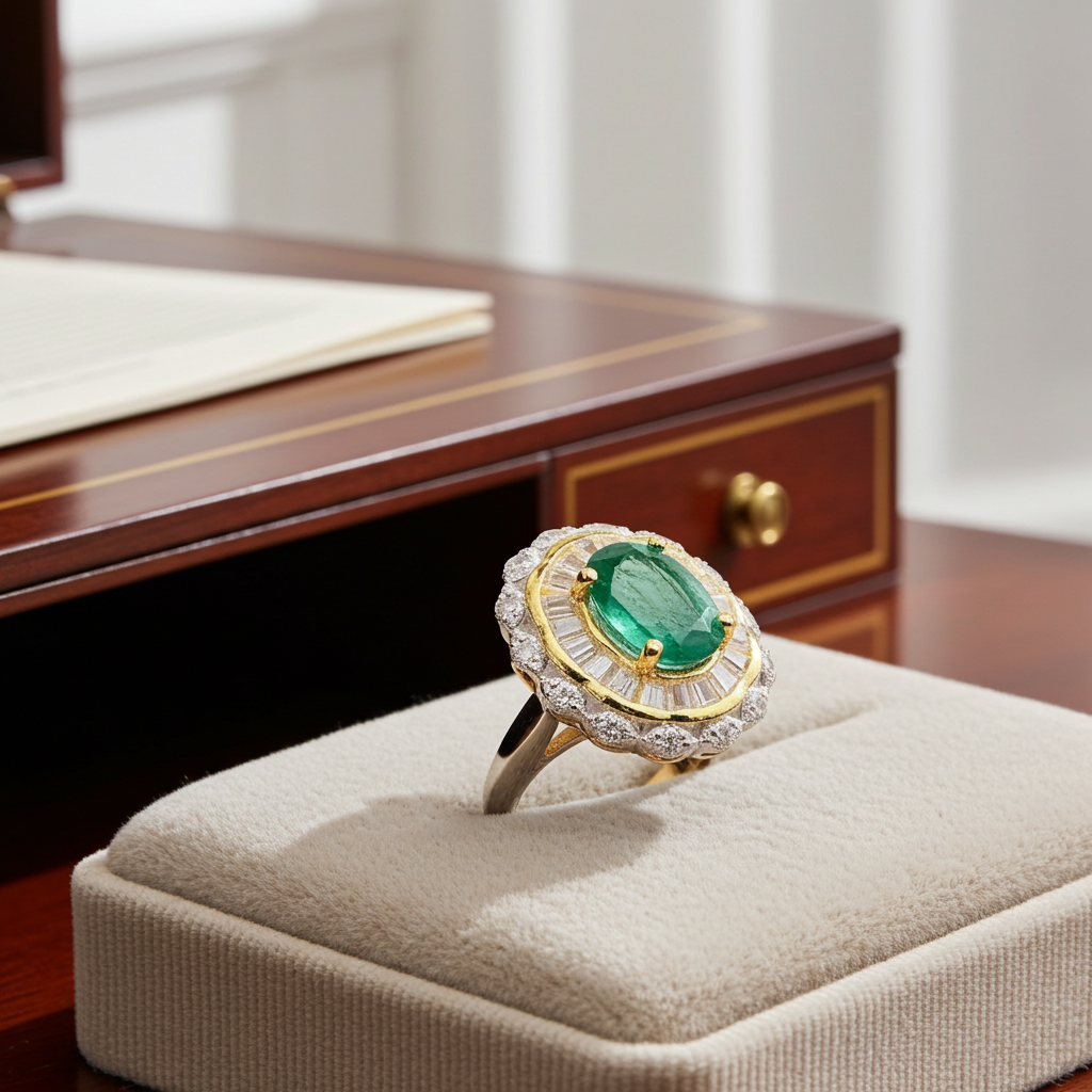 5x7mm Colombian Emerald Ring, Natural Colombian Emerald Sterling Silver Ring