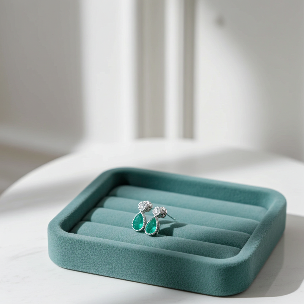 Emerald Teardrop Stud Earrings 4x6mm Natural Emerald