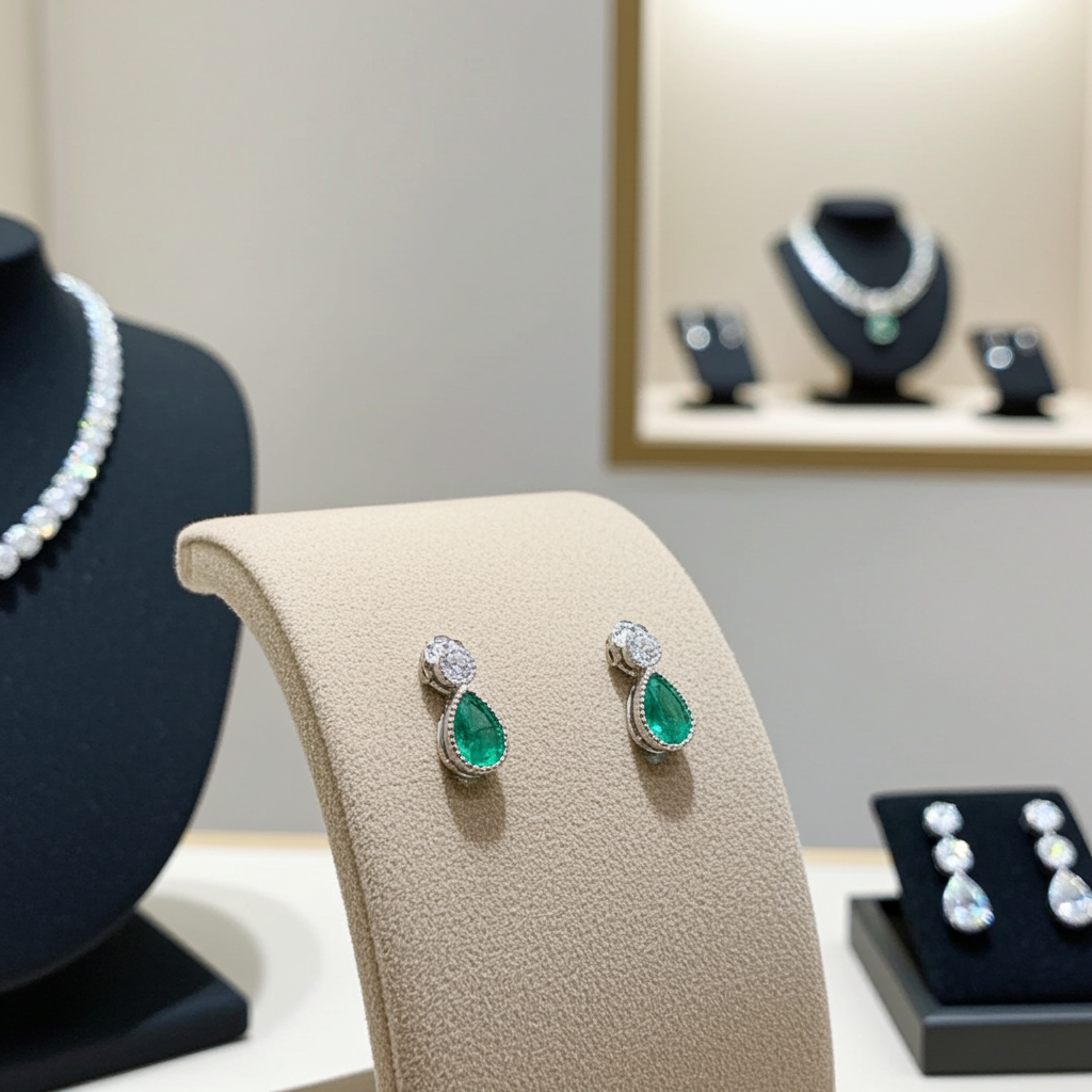 Emerald Teardrop Stud Earrings 4x6mm Natural Emerald