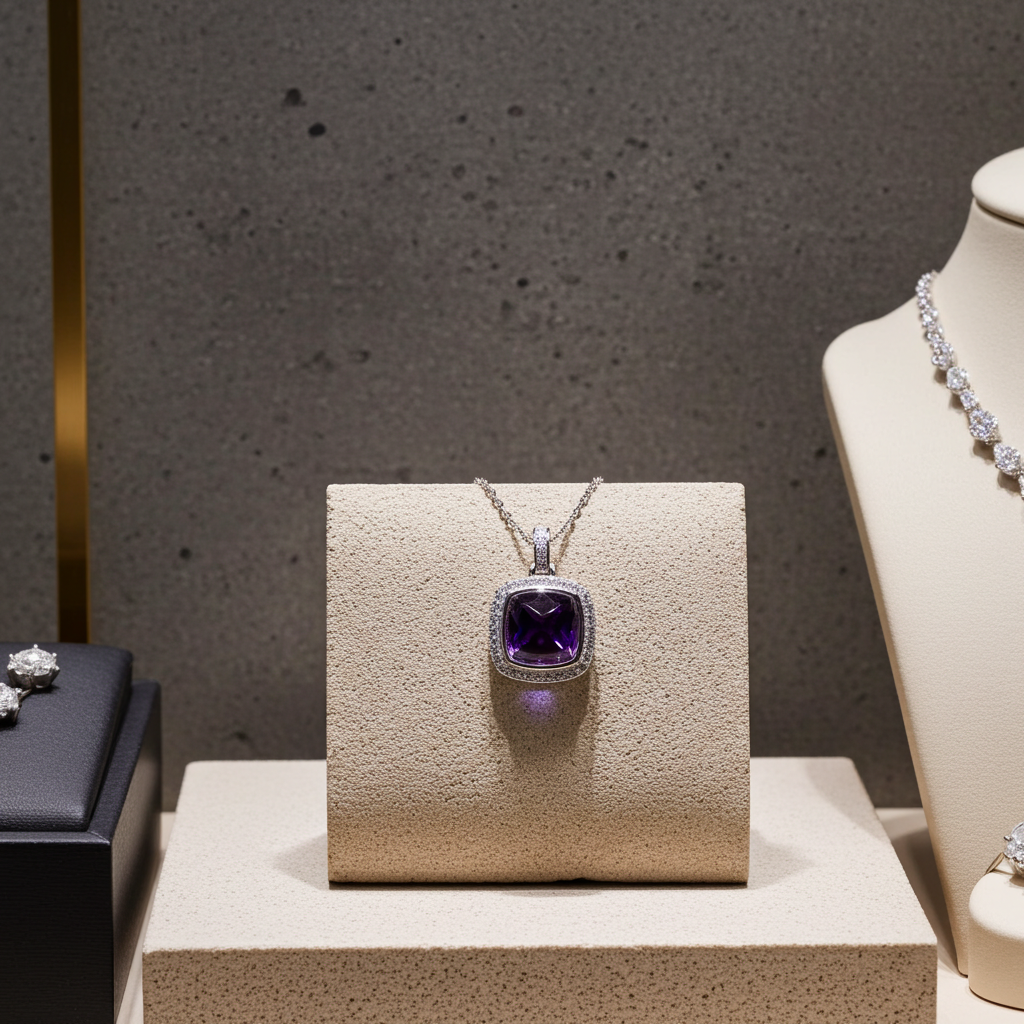 2.85CT Sugarloaf Cut Amethyst Gemstone Pendant