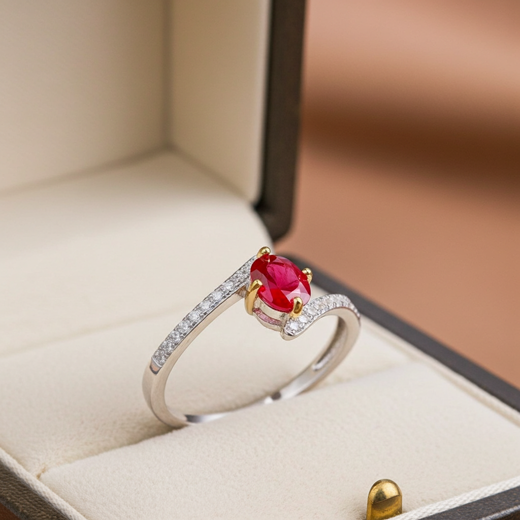 Natural Burma Ruby Band Ring, Women's Natural Ruby Cocktail Ring
