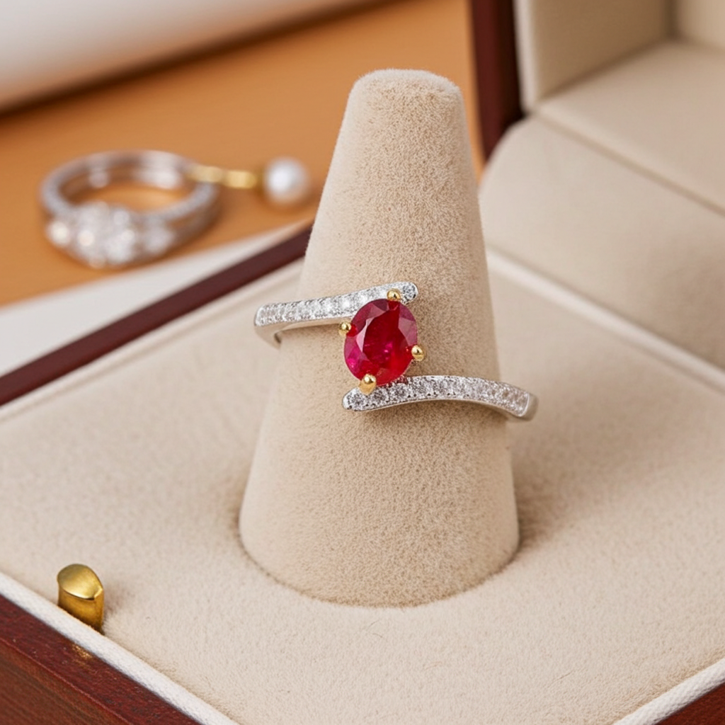Natural Burma Ruby Band Ring, Women's Natural Ruby Cocktail Ring