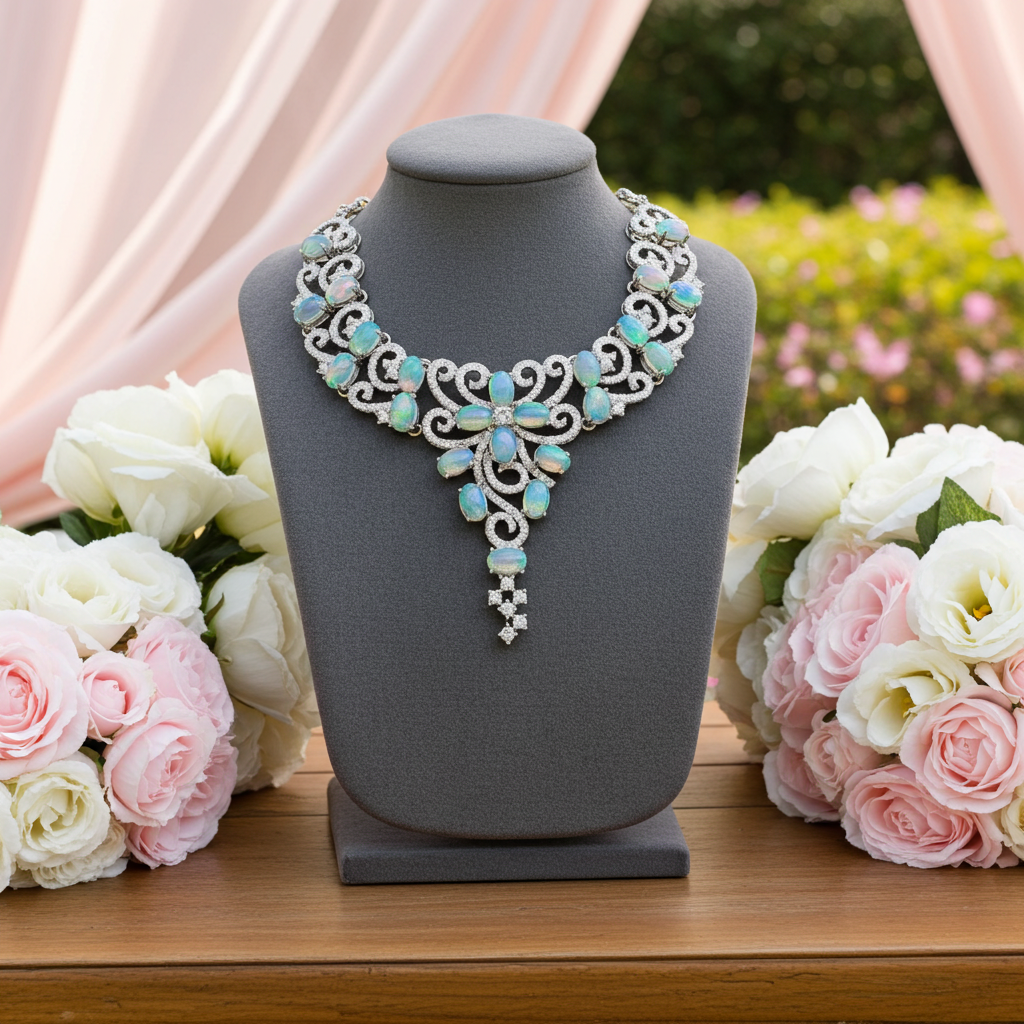 Australian White Opal Statement Necklace, Women's White Opal Statement Necklace