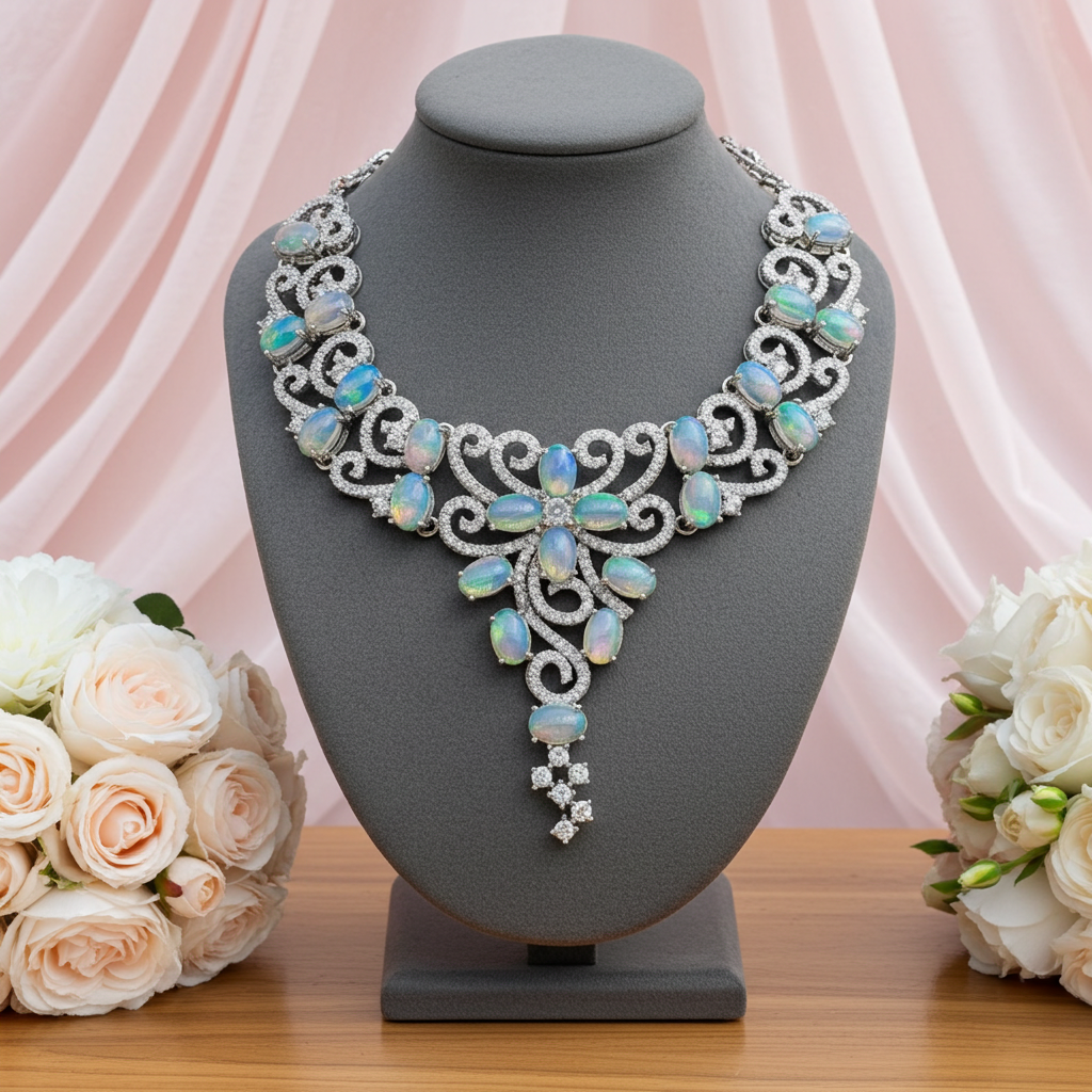 Australian White Opal Statement Necklace, Women's White Opal Statement Necklace