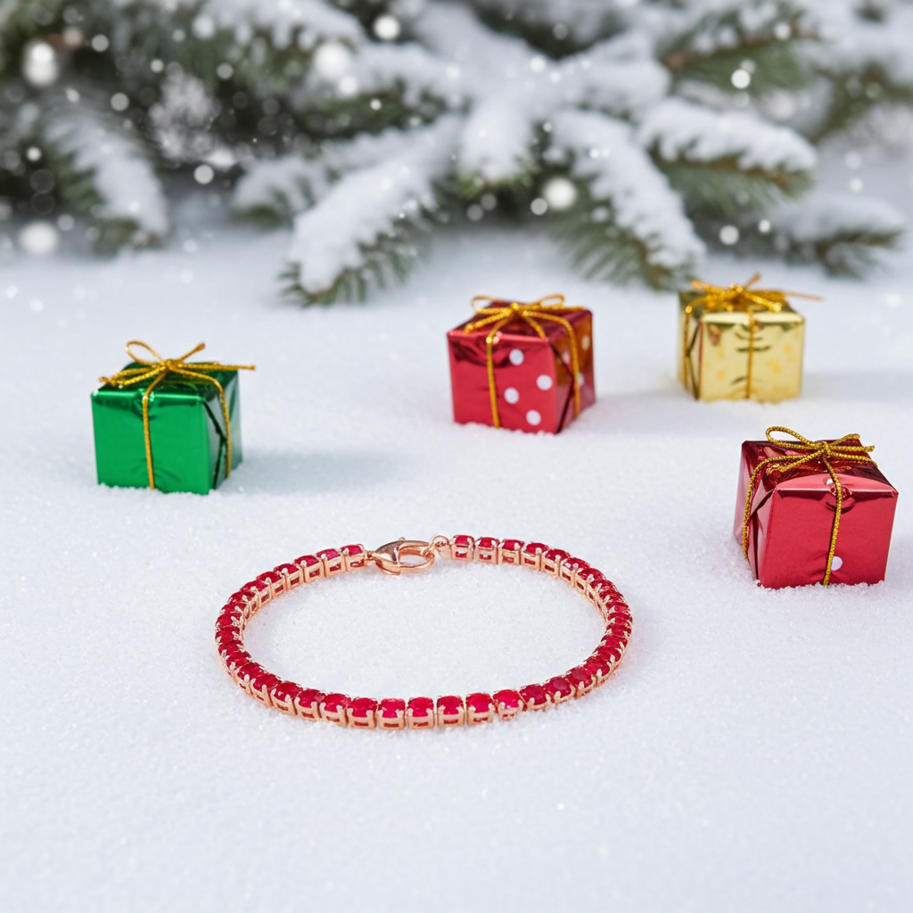 Bright Red Burma Ruby Tennis Bracelet, Natural Ruby Gemstone Bracelet