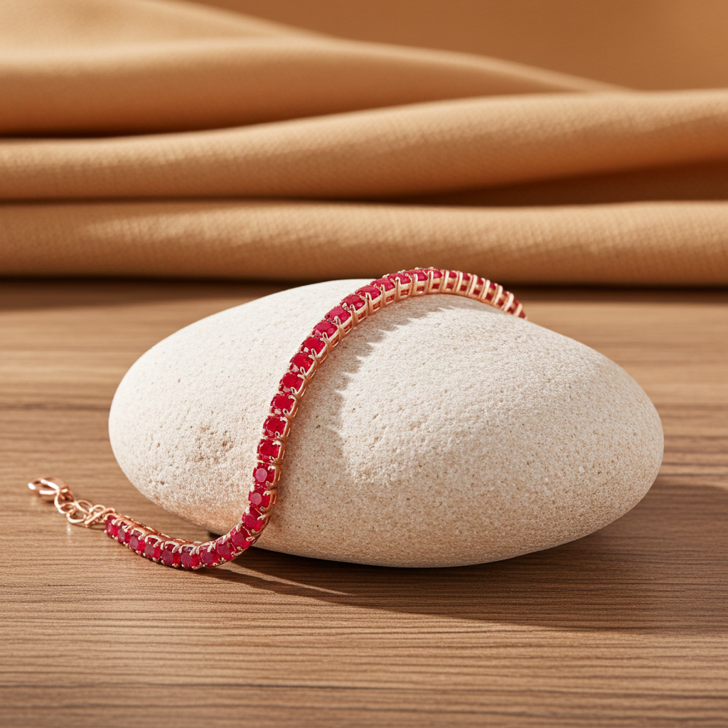 Bright Red Burma Ruby Tennis Bracelet, Natural Ruby Gemstone Bracelet