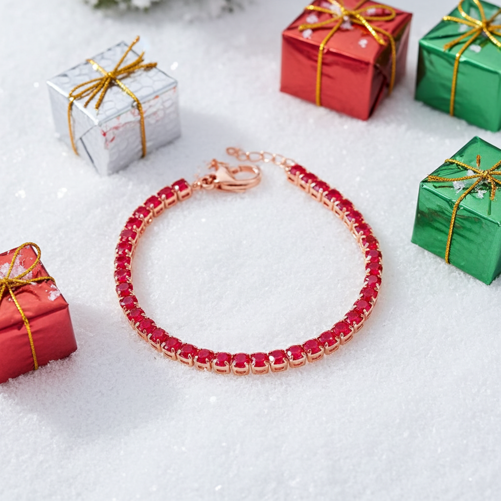 Bright Red Burma Ruby Tennis Bracelet, Natural Ruby Gemstone Bracelet