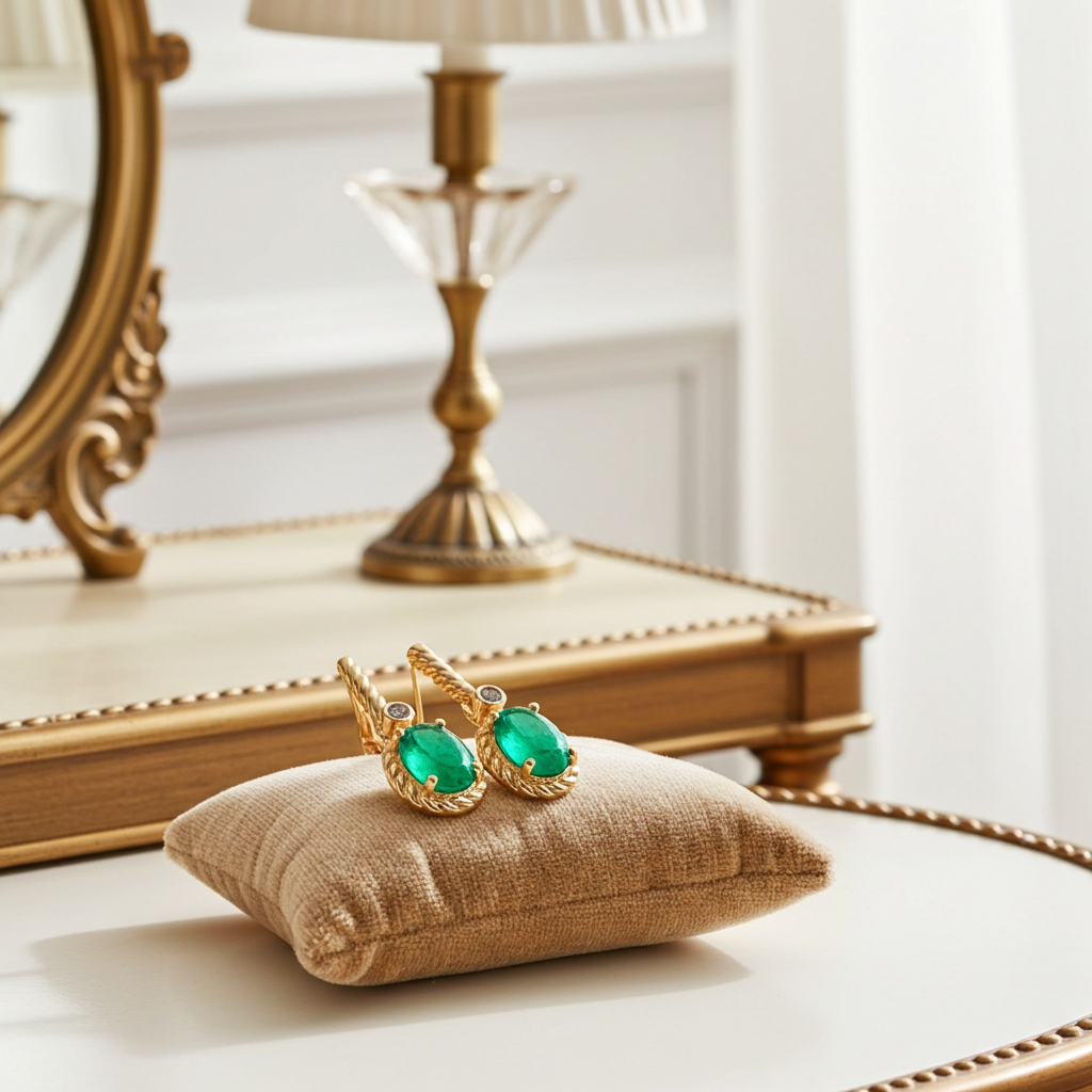 Natural Emerald Drop Dangle Earrings 4x6mm 925 Sterling Silver