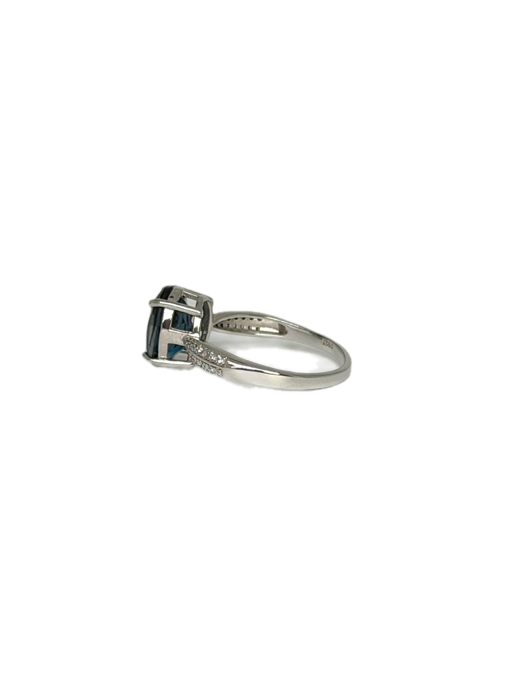 2CT Natural London Blue Topaz Gemstone Ring, London Blue Topaz Ring 8x10mm