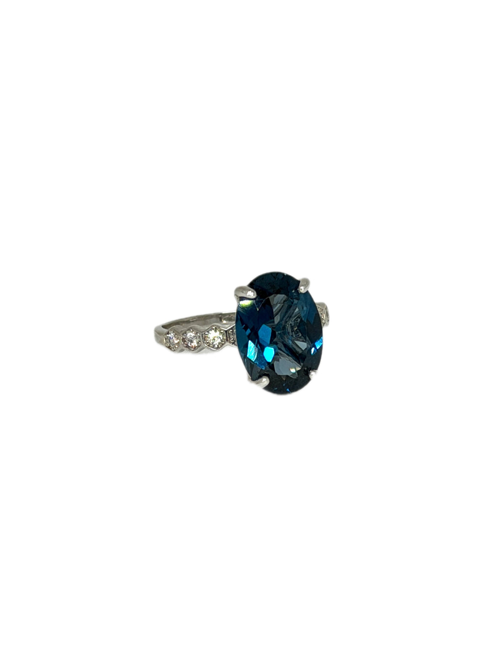 6CT Natural London Blue Topaz Ring 925 Sterling Silver, London Blue Topaz Ring