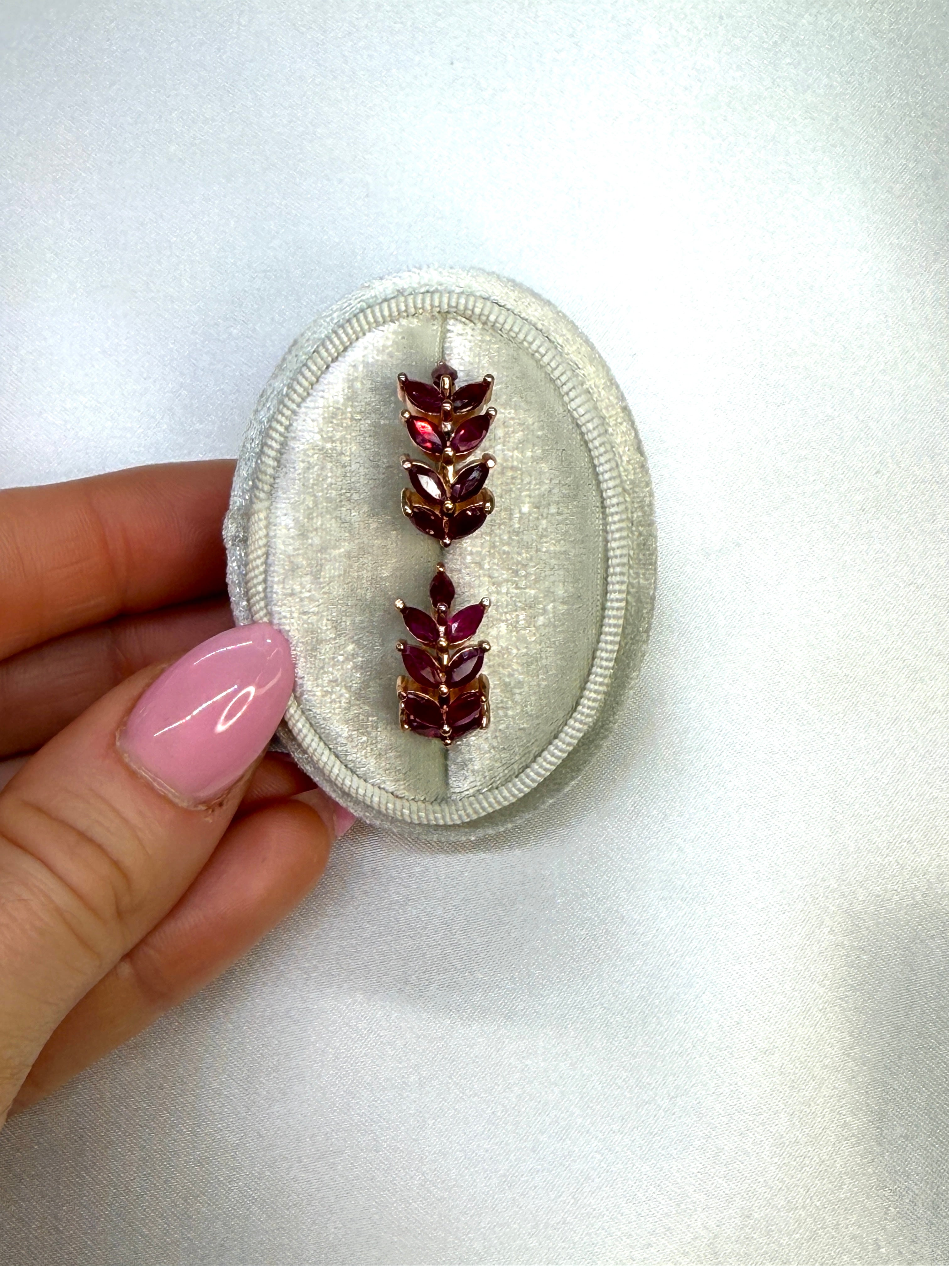 Marquise Cut Ruby Hoop Earrings, Natural Ruby Hoop Earrings