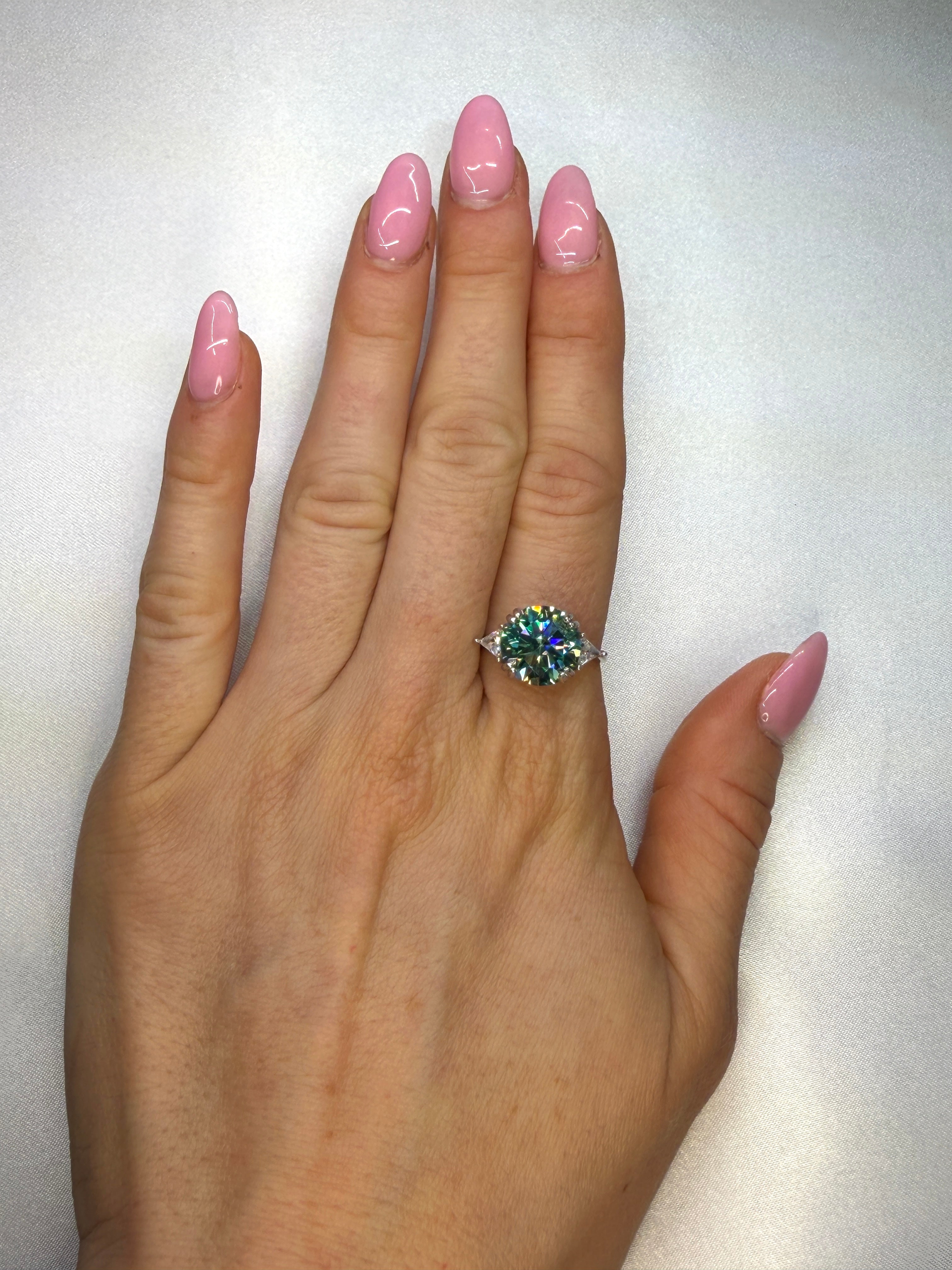 VVS1 5 Carat Green Moissanite Cocktail Ring Platinum Plated