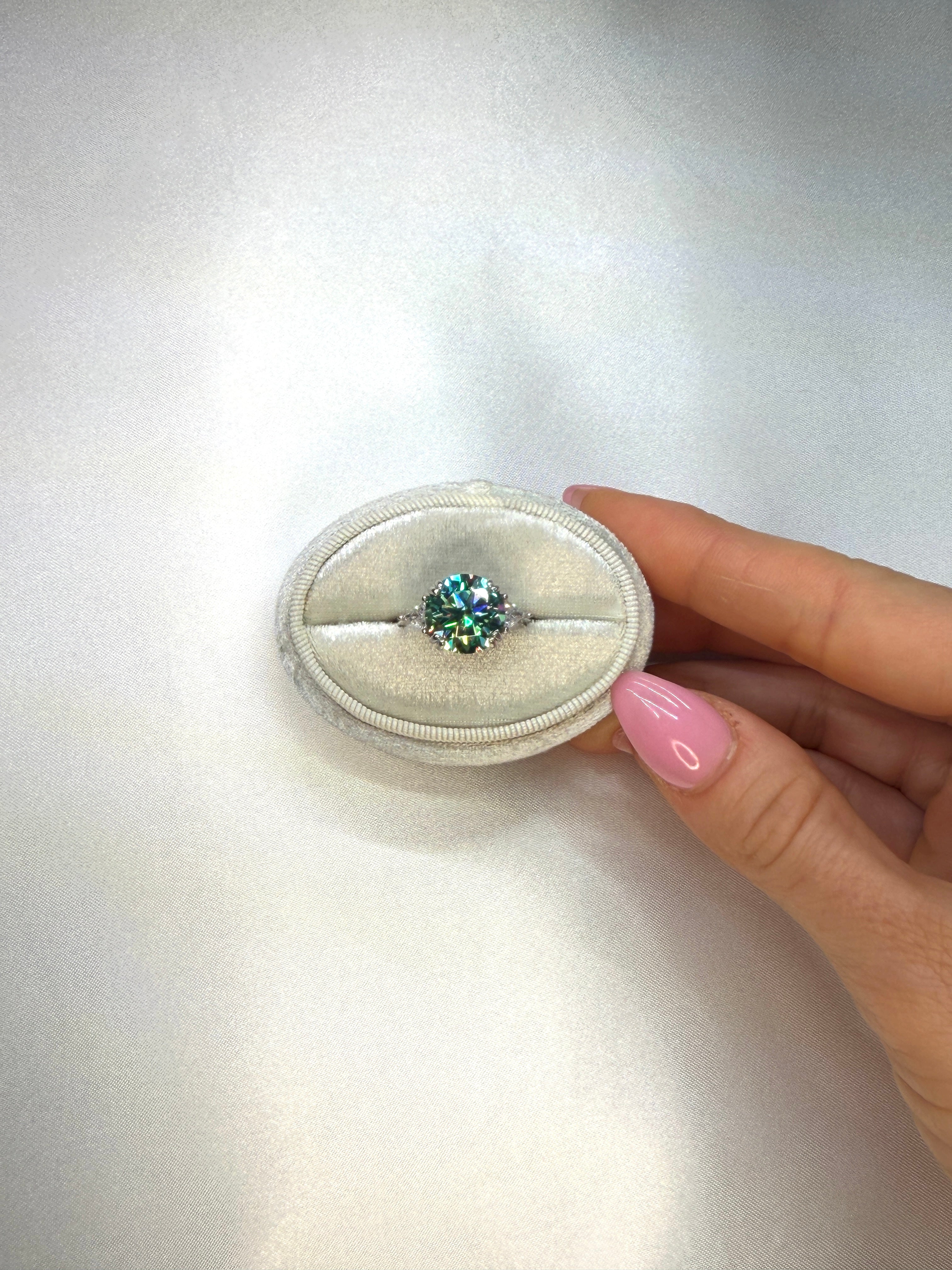 VVS1 5 Carat Green Moissanite Cocktail Ring Platinum Plated