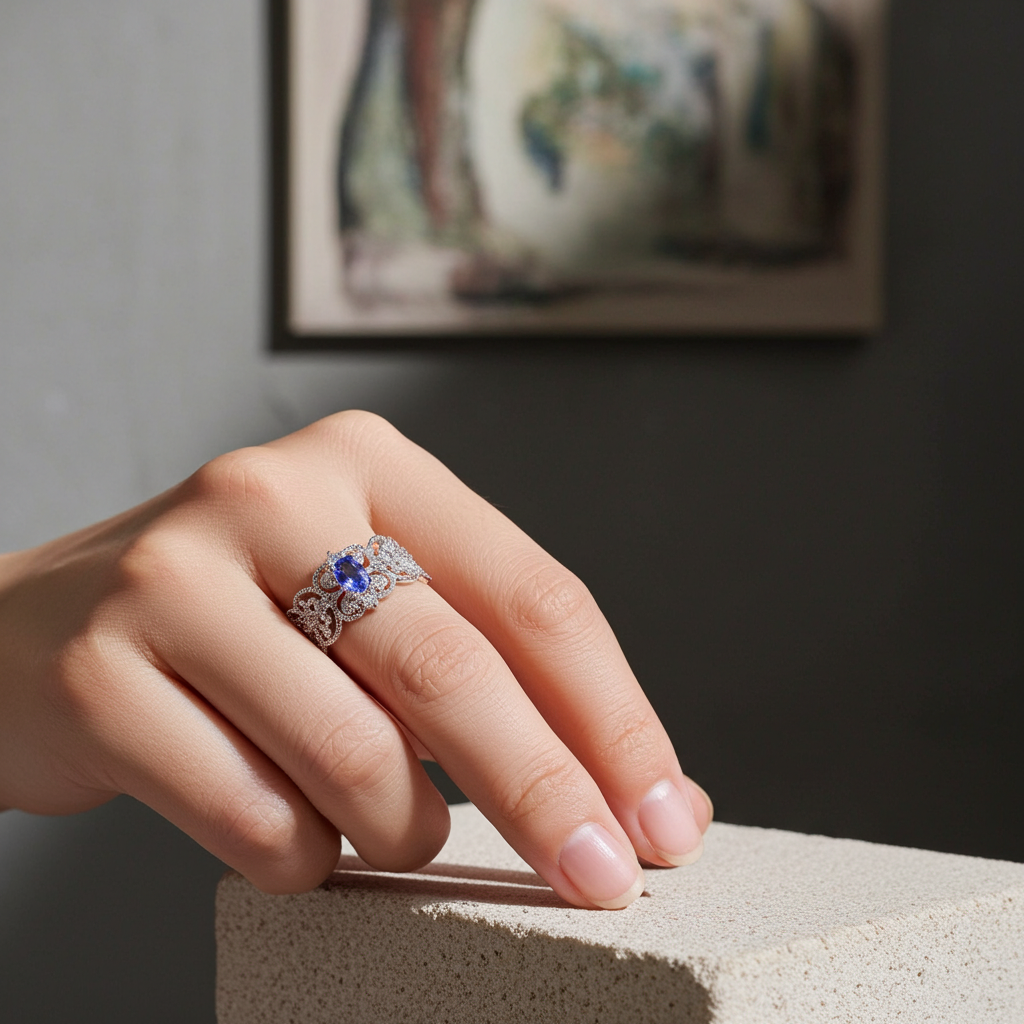 Purple Tanzanite Princess Ring 4x6mm