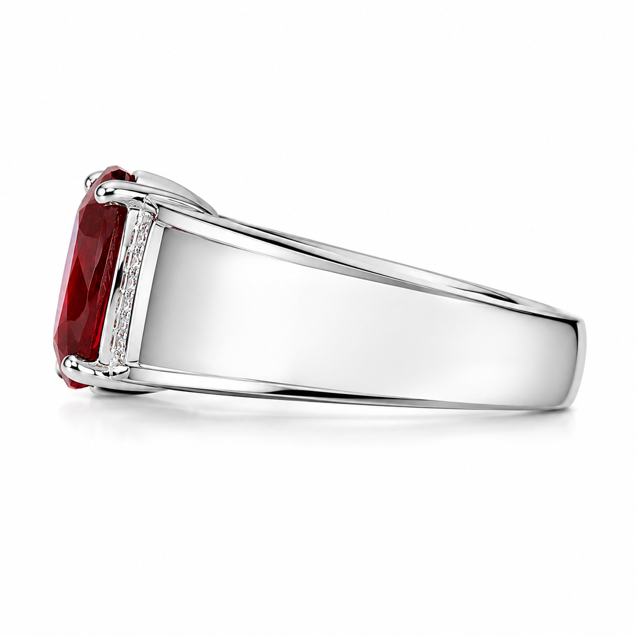 PHIMSERA men's 3 CT ruby ring side profile