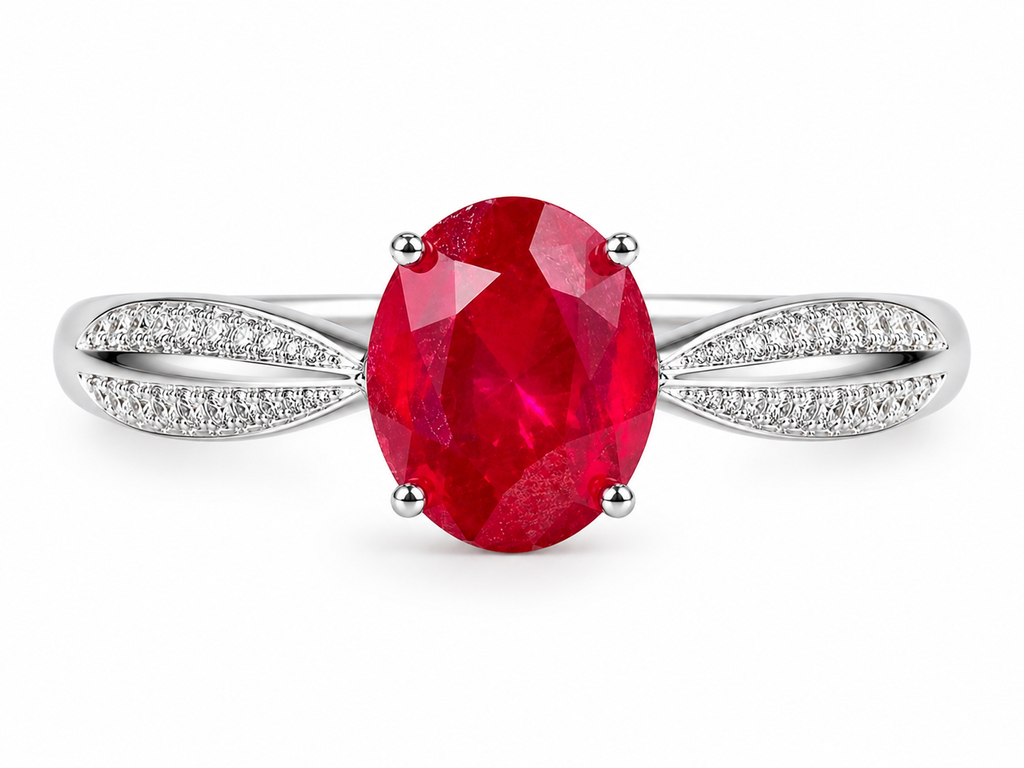 PHIMSERA 2 CT oval natural ruby women's ring top view