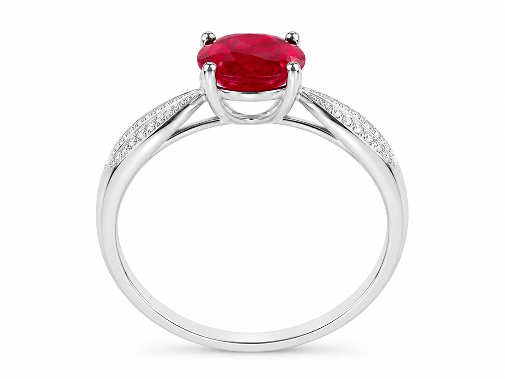 PHIMSERA natural ruby sterling silver women's ring side profile