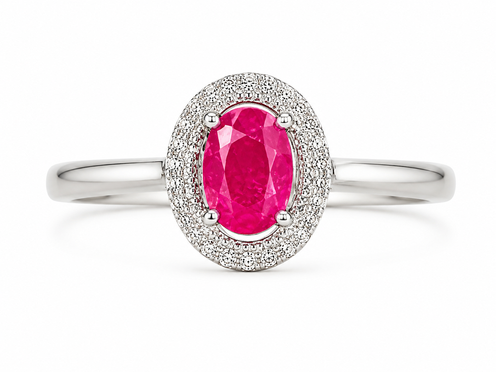 Dainty Pink Burma Ruby Ring 4x6mm 925 Sterling Silver