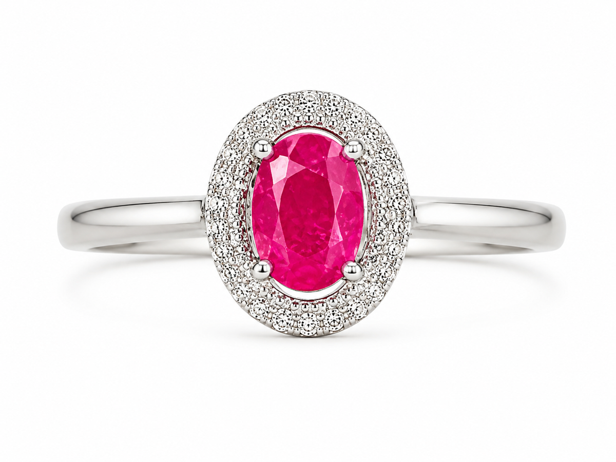 Dainty Pink Burma Ruby Ring 4x6mm 925 Sterling Silver