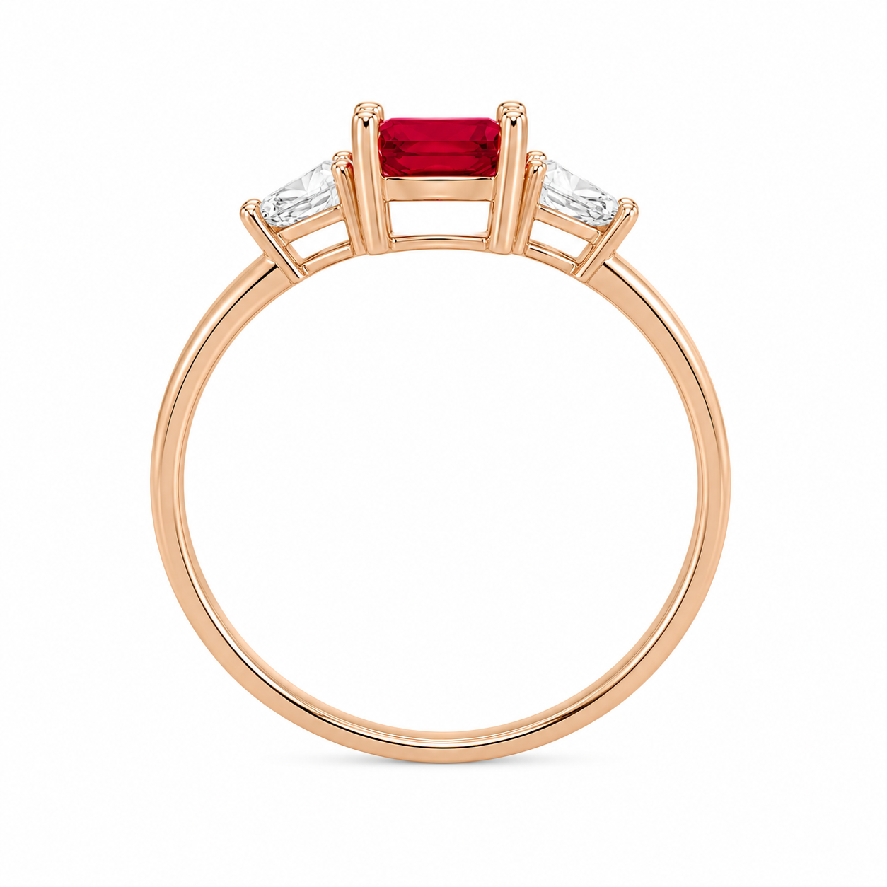 Emerald Cut Ruby Ring, Natural Ruby Gemstone Ring, Women's Ruby Ring 6x8mm