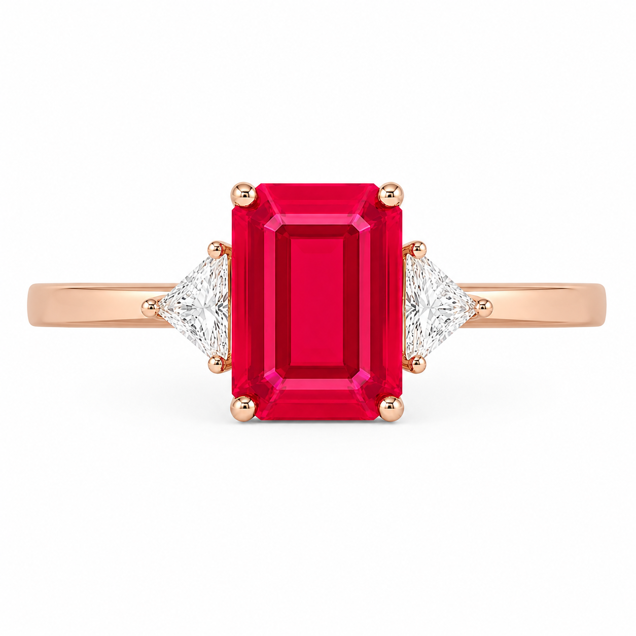 Emerald Cut Ruby Ring, Natural Ruby Gemstone Ring, Women's Ruby Ring 6x8mm