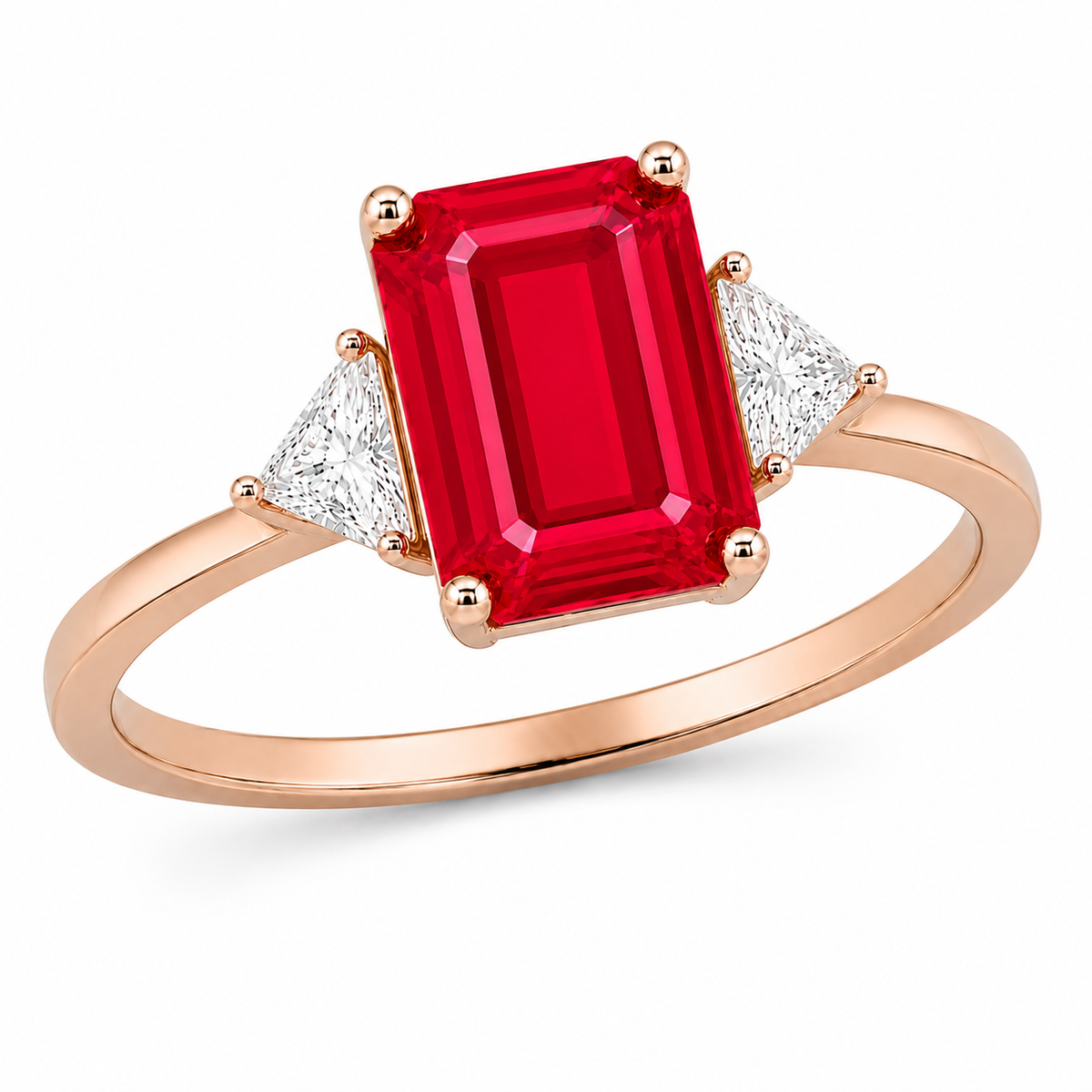 Emerald Cut Ruby Ring, Natural Ruby Gemstone Ring, Women's Ruby Ring 6x8mm