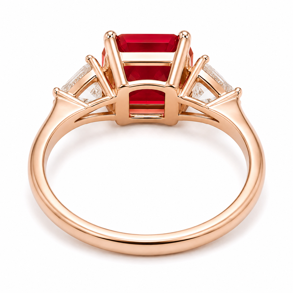 Emerald Cut Ruby Ring, Natural Ruby Gemstone Ring, Women's Ruby Ring 6x8mm