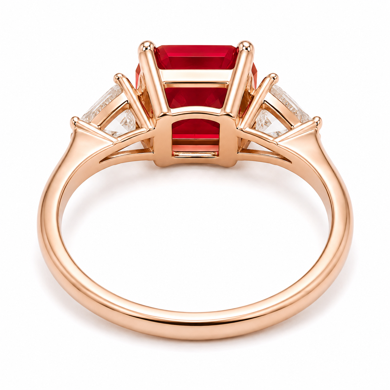 Emerald Cut Ruby Ring, Natural Ruby Gemstone Ring, Women's Ruby Ring 6x8mm