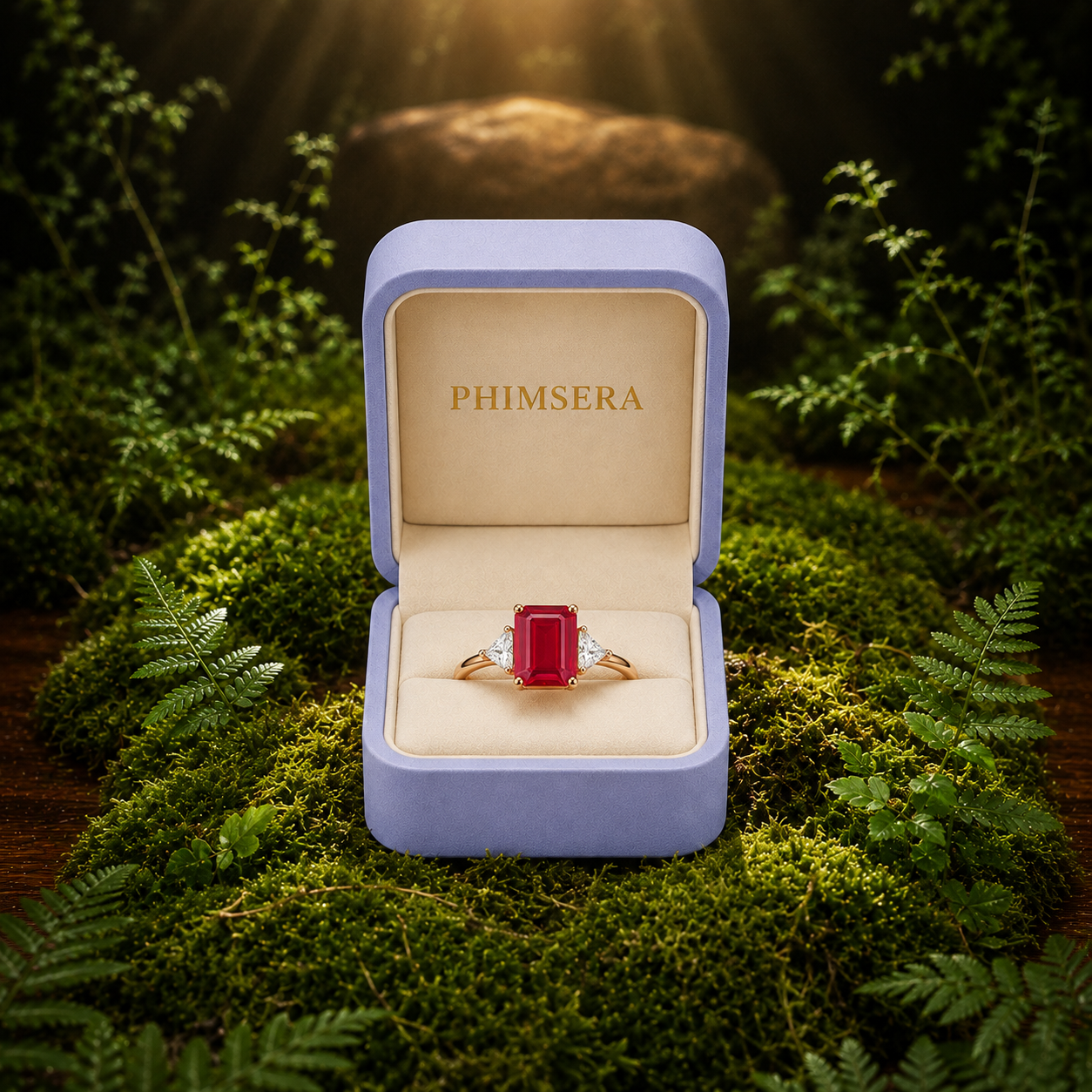 Emerald Cut Ruby Ring, Natural Ruby Gemstone Ring, Women's Ruby Ring 6x8mm