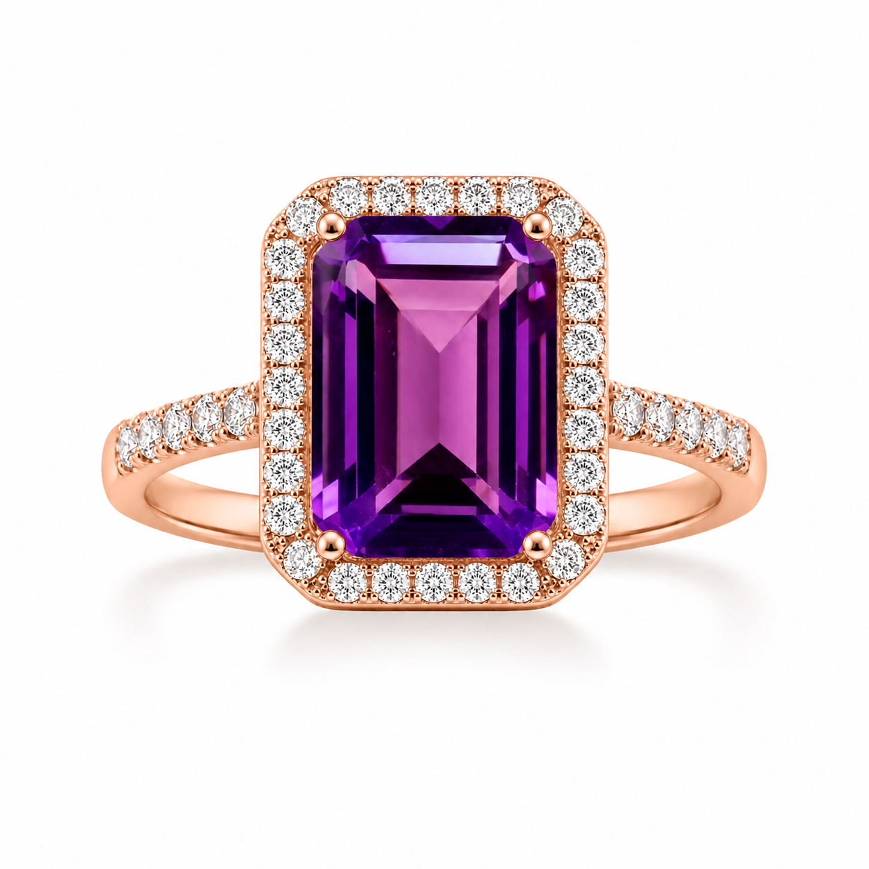2CT 7x9mm Emerald Cut Amethyst Ring 925 gift