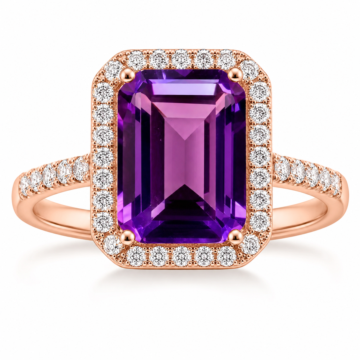 2CT 7x9mm Emerald Cut Amethyst Ring 925 gift