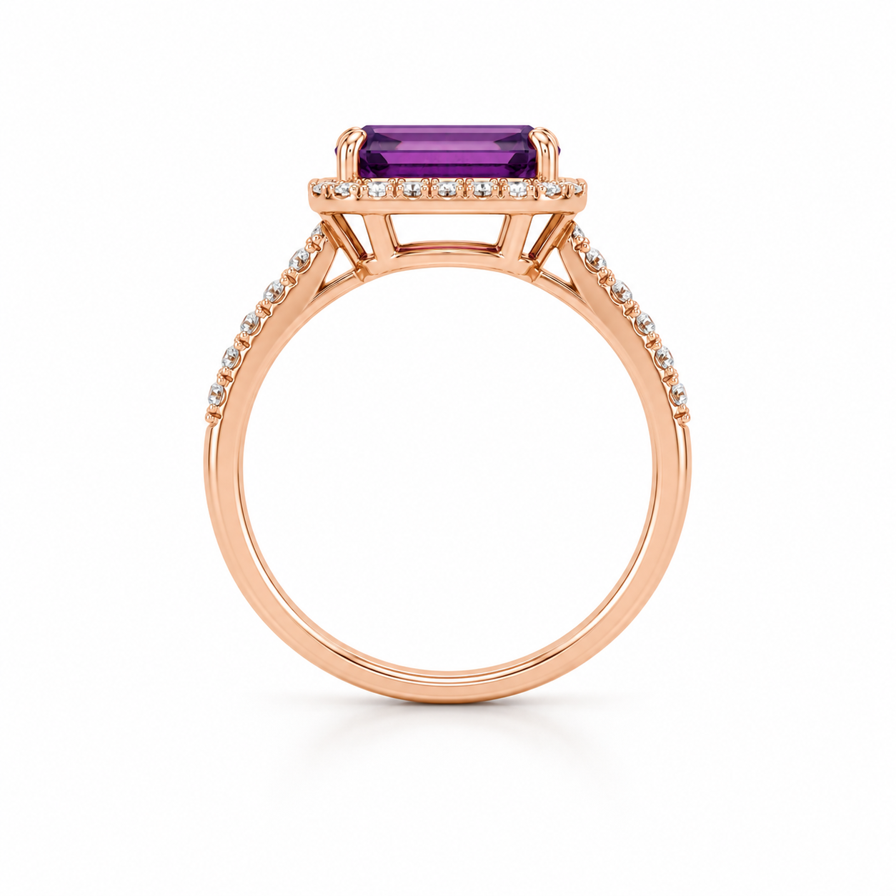 2CT 7x9mm Emerald Cut Amethyst Ring 925 gift
