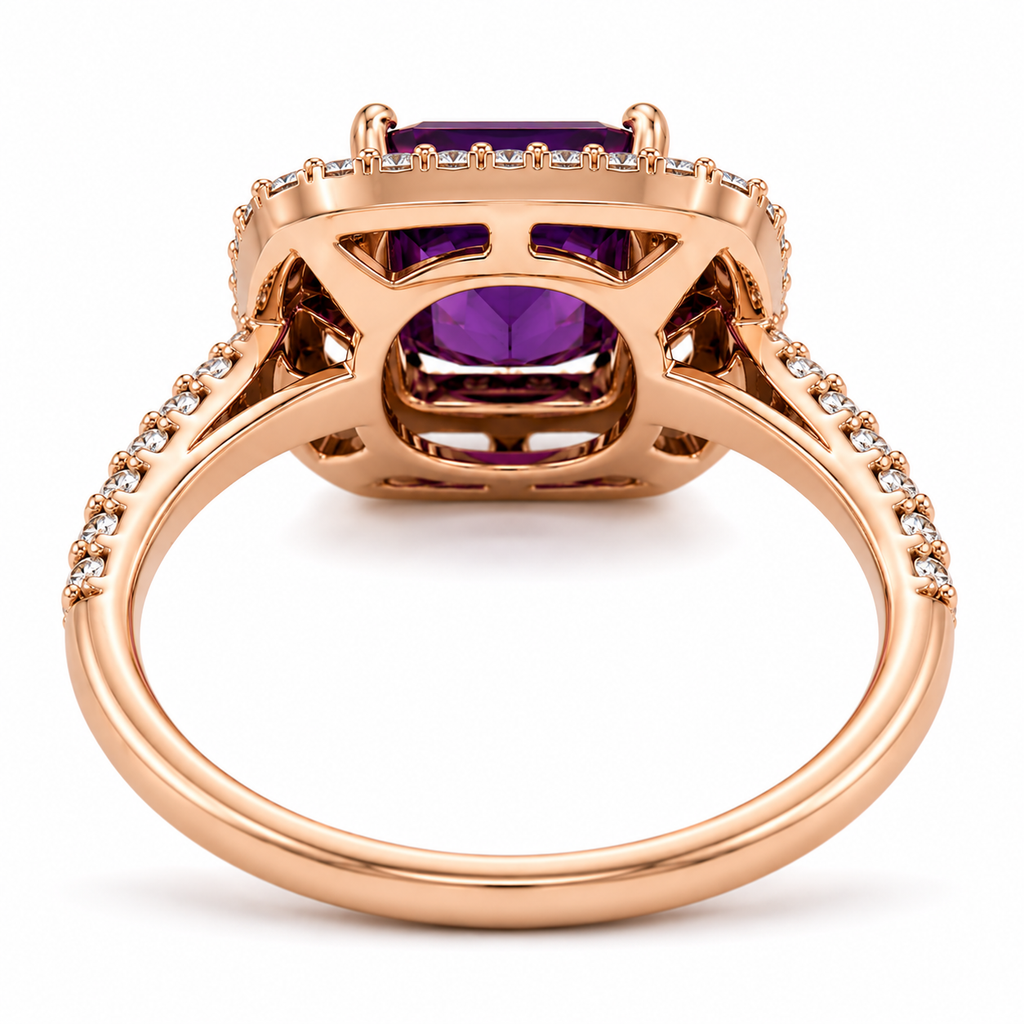 2CT 7x9mm Emerald Cut Amethyst Ring 925 gift