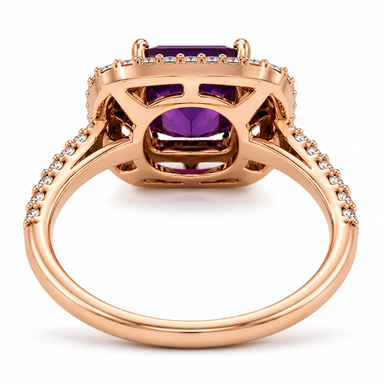 2CT 7x9mm Emerald Cut Amethyst Ring 925 gift