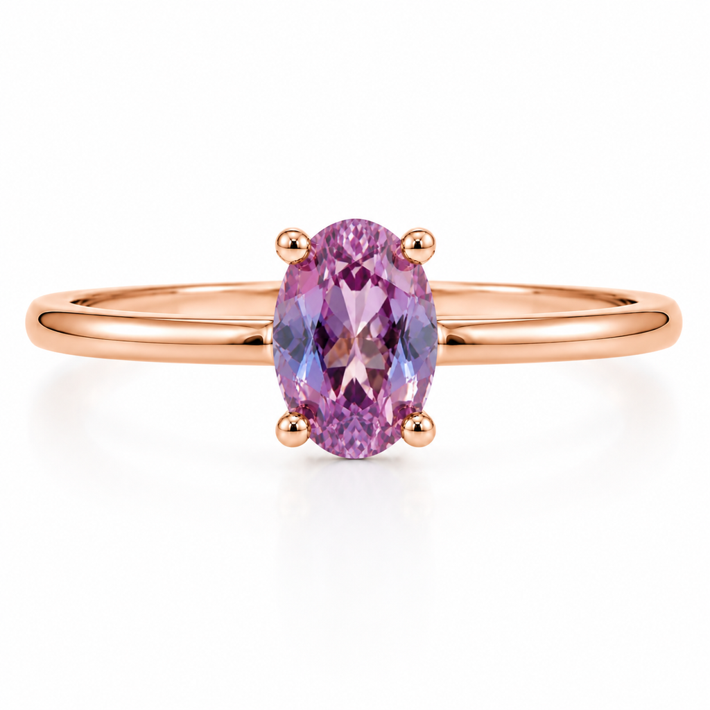 Lab Alexandrite Gemstone Ring VVS Grade Color Changing 4x6mm Sterling Silver