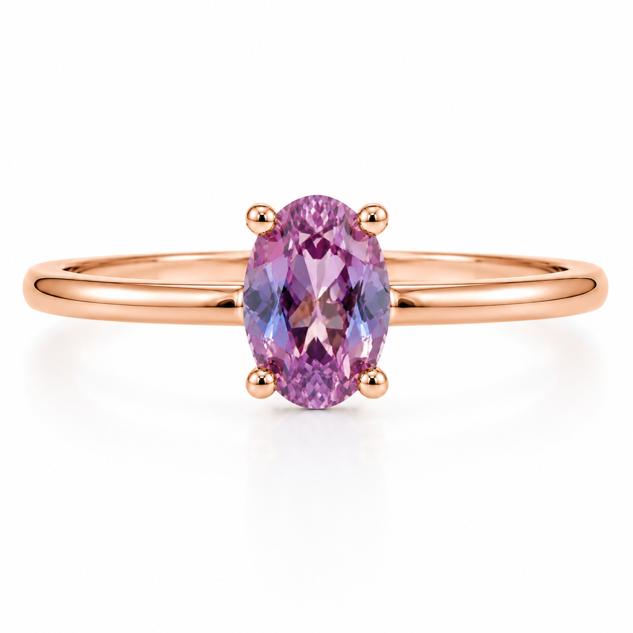 Lab Alexandrite Gemstone Ring VVS Grade Color Changing 4x6mm Sterling Silver