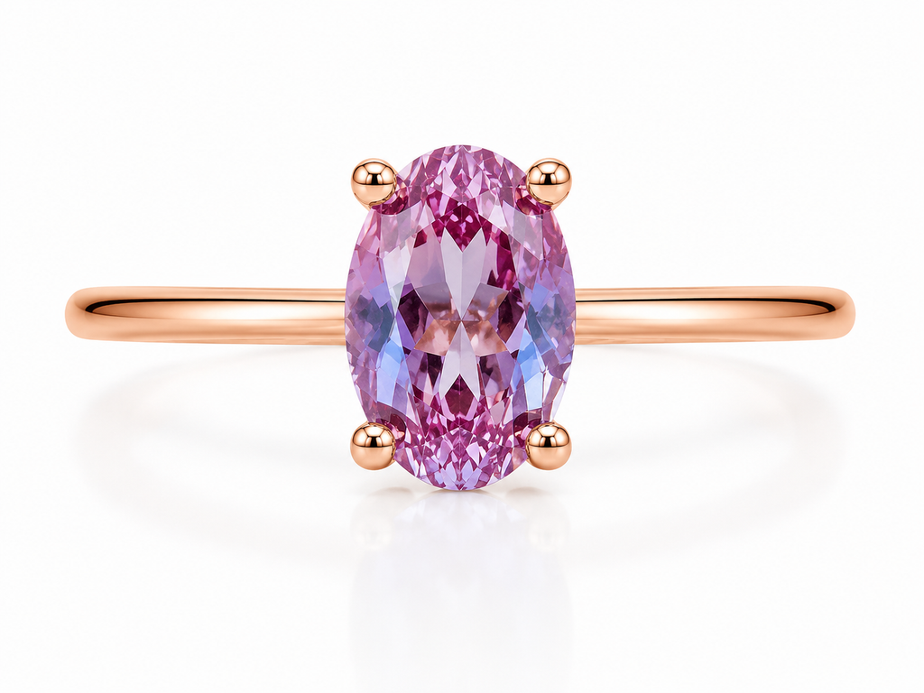 Lab Alexandrite Gemstone Ring VVS Grade Color Changing 4x6mm Sterling Silver