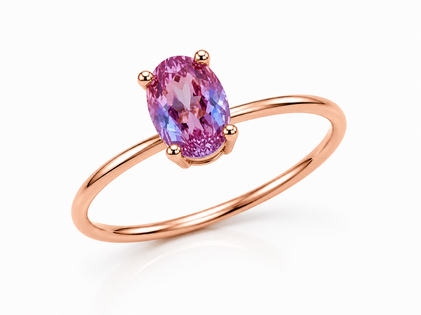 Lab Alexandrite Gemstone Ring VVS Grade Color Changing 4x6mm Sterling Silver