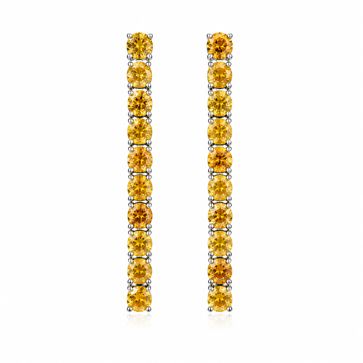 Natural Citrine Dangle Earrings 3mm VVS Grade 925 Sterling Silver