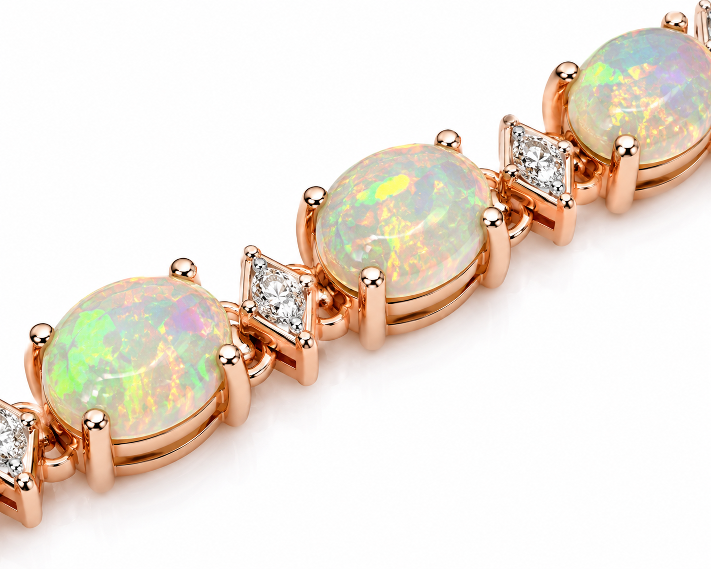 Natural 4x6mm Fire Opal Tennis Bracelet hero image on white background