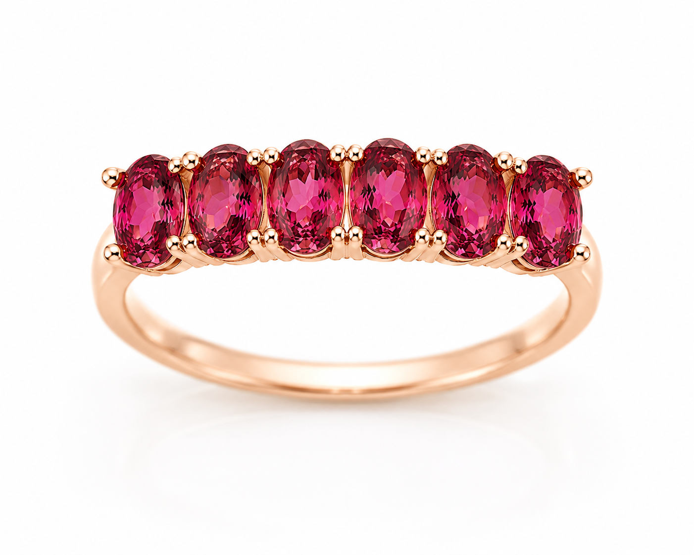 Natural red garnet 3x5mm oval gemstone band ring in 925 sterling silver, elegant January birthstone jewelry and gift for her by PHIMSERA