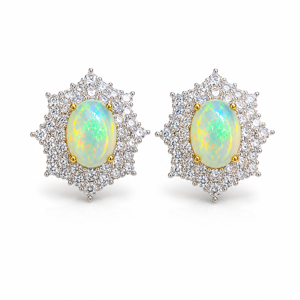 Australian Opal Jewelry Set, Opal Pendant, Opal Ring, and Opal Earring Set 6x8mm
