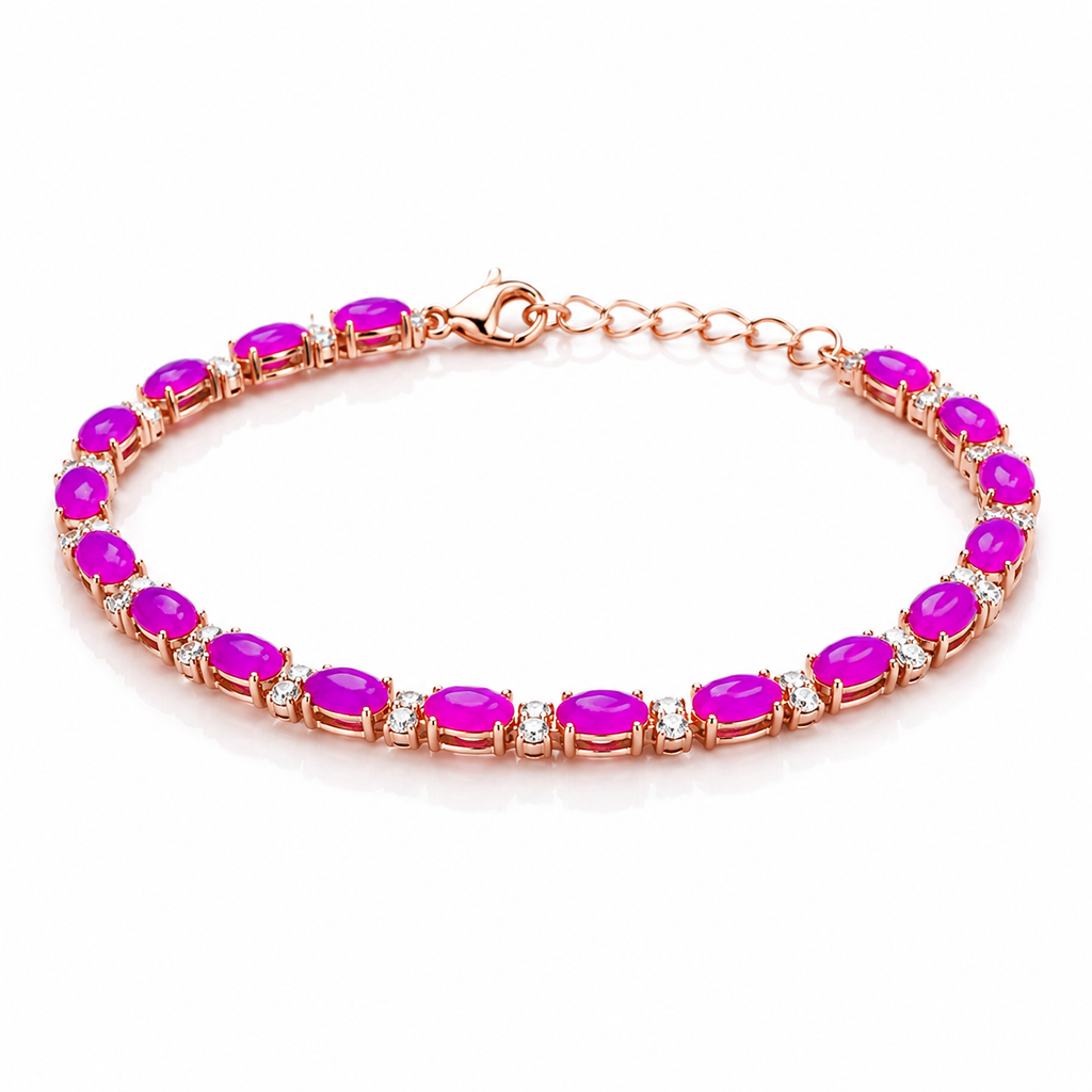 Purple Fire Opal Tennis Bracelet 45 Degree View
