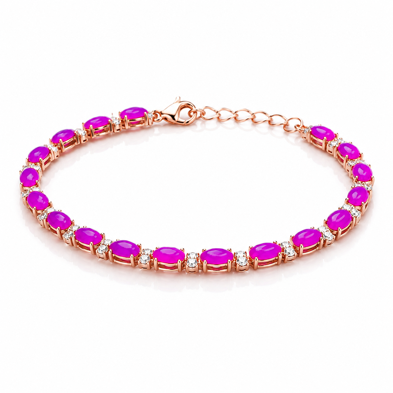 Purple Fire Opal Tennis Bracelet 45 Degree View