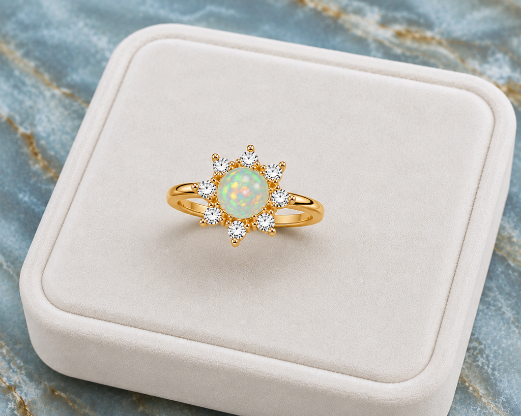 Natural Fire Opal Jewelry Set, Fire Opal Ring, Earrings, and Pendant Set 5mm