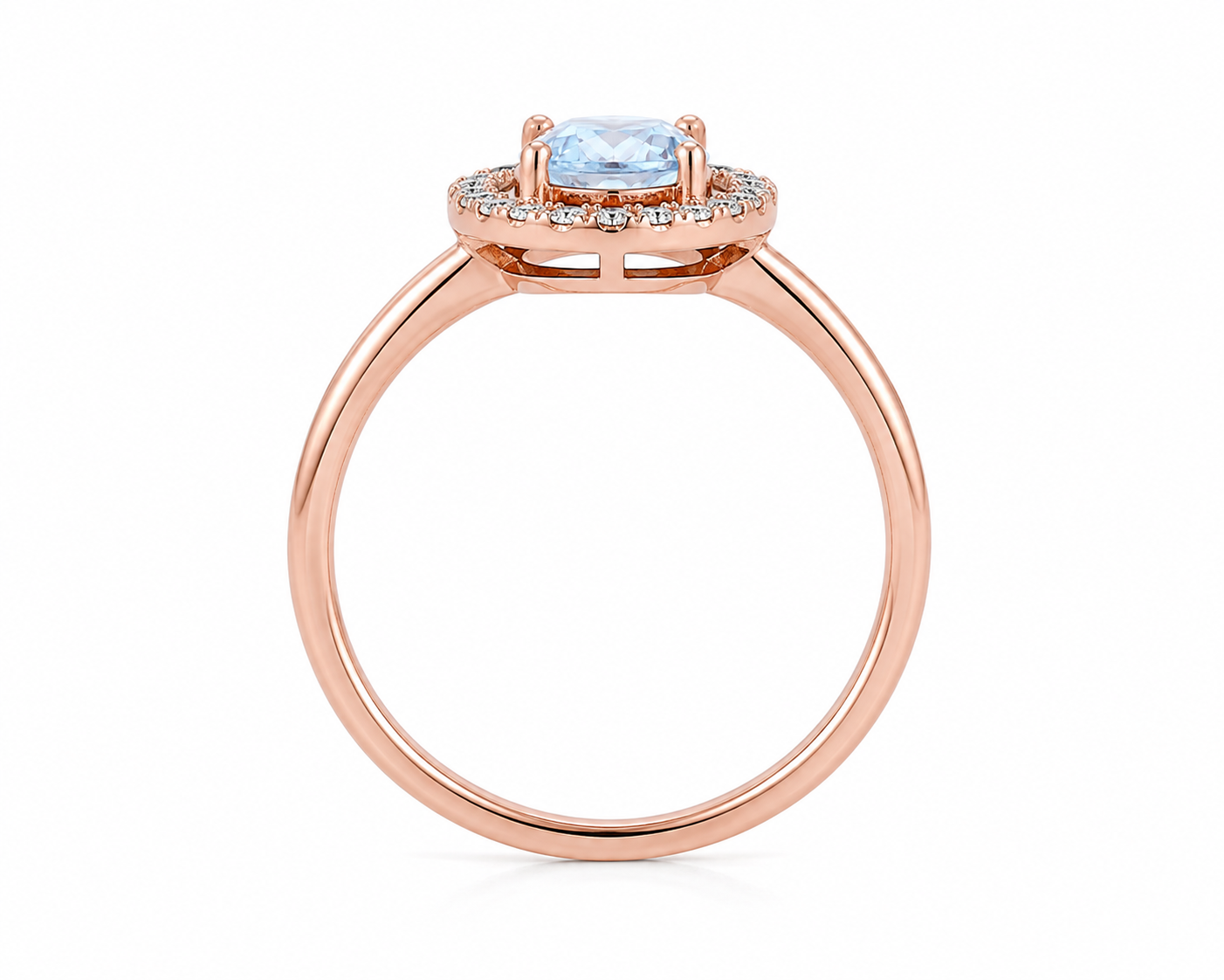 Side profile of natural aquamarine gemstone ring in 925 sterling silver