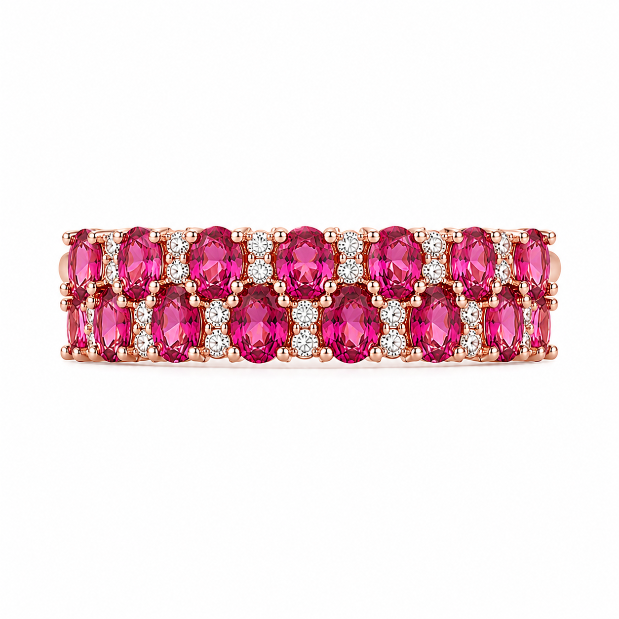 3x4mm Pink Citrine Gemstones in a Double Layer Sterling Silver Band Ring – Phimsera Jewelry