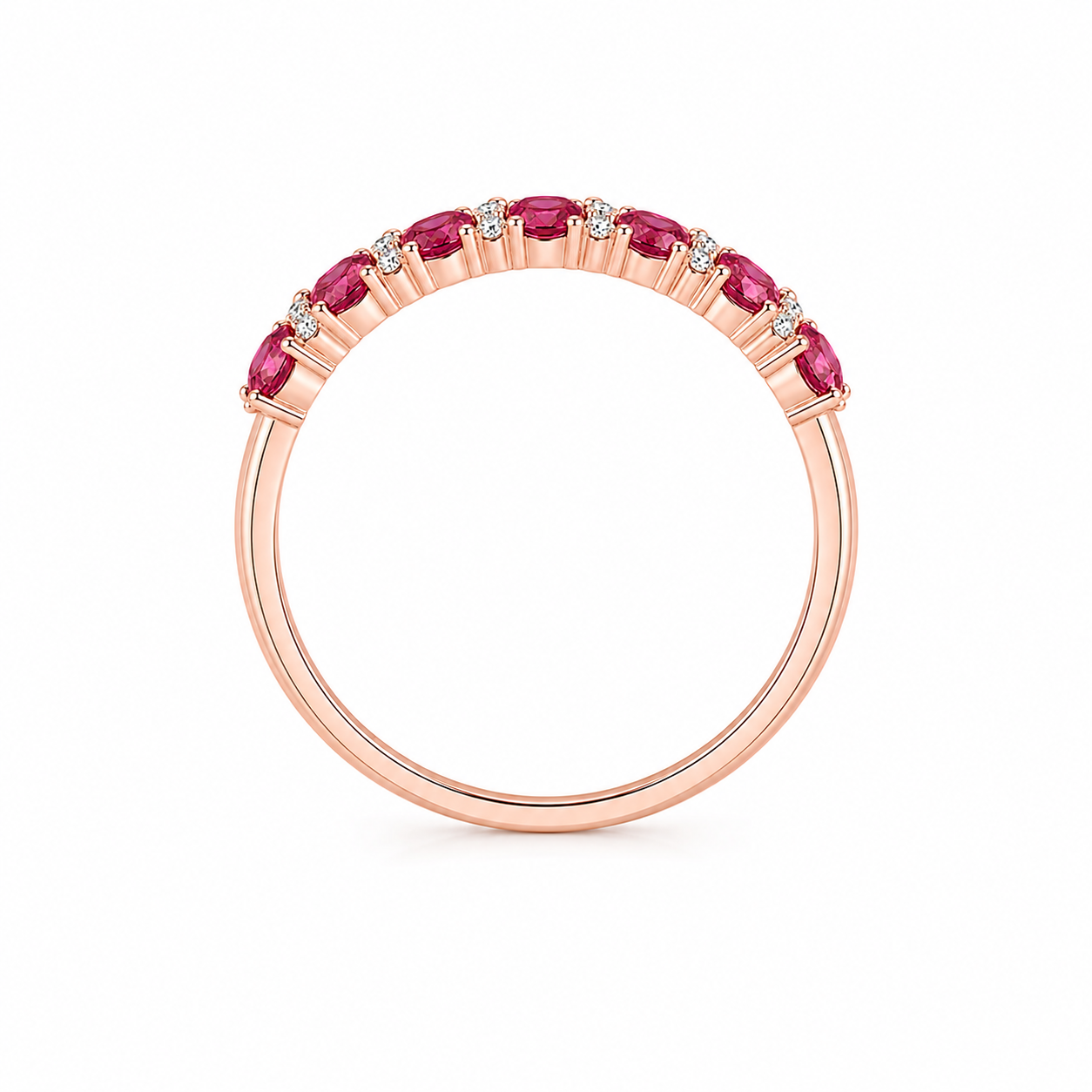 Side View of Pink Citrine Double Layer Band Ring with 3x4mm Gemstones – Phimsera