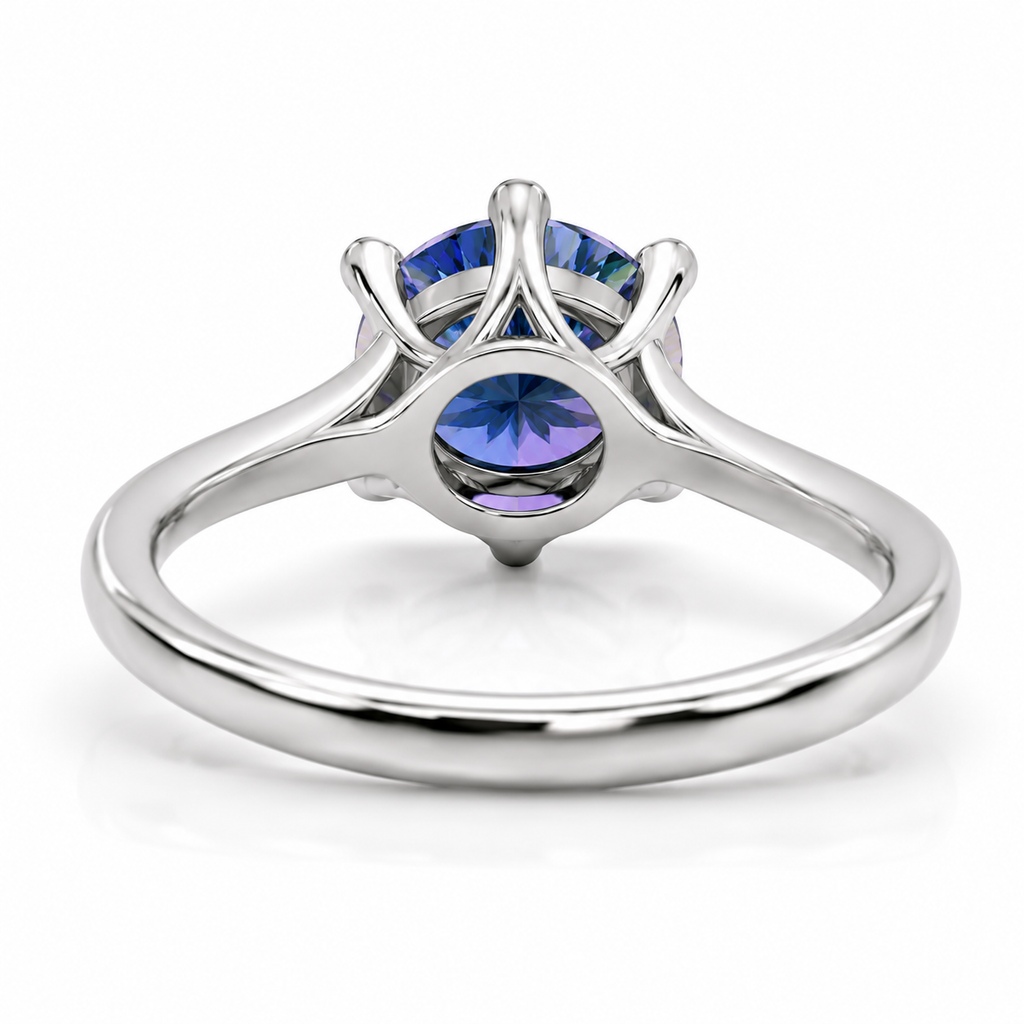 1 CT Royal Blue Moissanite Ring, Round Cut Royal Blue Moissanite Ring